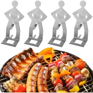 Set Parrillero Soporte Vienesas Salchichas 2 Piezas Acero